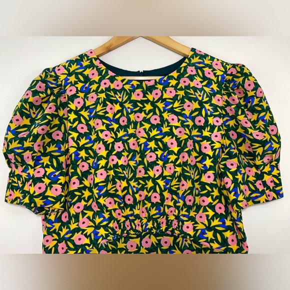 Saloni Bianca Midi Dress Silk Crepe Alpine Bouquet Size 12 - Picture 6 of 11